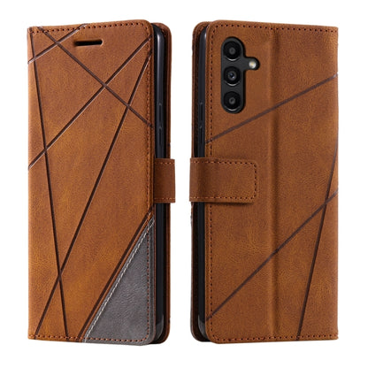 For Samsung Galaxy S24 5G Skin Feel Splicing Leather Phone Case(Brown) - Galaxy S24 5G Cases by buy2fix | Online Shopping UK | buy2fix