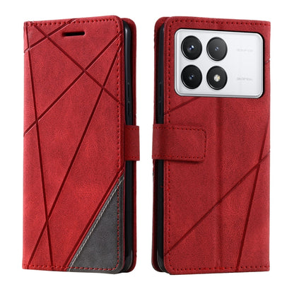 For Xiaomi Redmi K70E Skin Feel Splicing Leather Phone Case(Red) - K70E Cases by buy2fix | Online Shopping UK | buy2fix