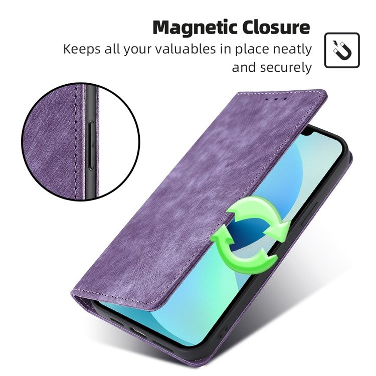 For Xiaomi 14 RFID Anti-theft Brush Magnetic Leather Phone Case(Purple) - 14 Cases by buy2fix | Online Shopping UK | buy2fix