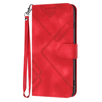 For Xiaomi Redmi Note 12 Pro+ 4G/5G Global Line Pattern Skin Feel Leather Phone Case(Red) - Xiaomi Cases by buy2fix | Online Shopping UK | buy2fix