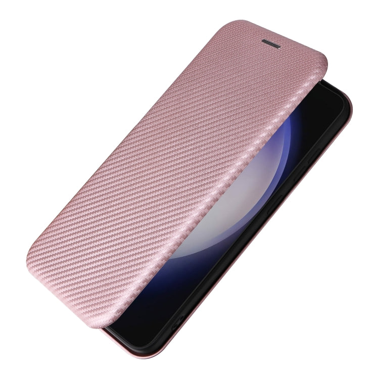 For Samsung Galaxy S24+ 5G Carbon Fiber Texture Flip Leather Phone Case(Pink) - Galaxy S24+ 5G Cases by buy2fix | Online Shopping UK | buy2fix