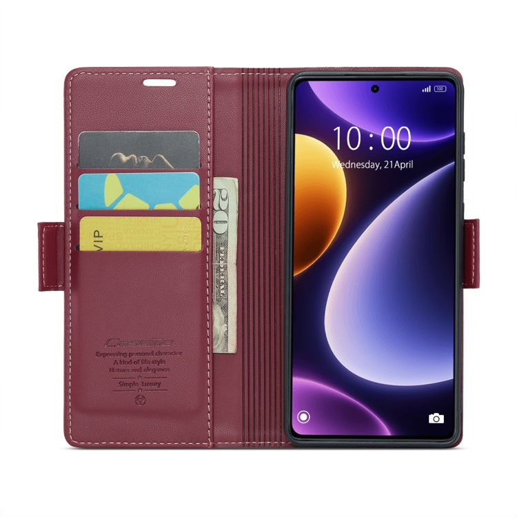 For Xiaomi Poco F5 5G/Redmi Note 12 Turbo 5G CaseMe 023 Butterfly Buckle Litchi Texture RFID Anti-theft Leather Phone Case(Wine Red) - Xiaomi Cases by CaseMe | Online Shopping UK | buy2fix