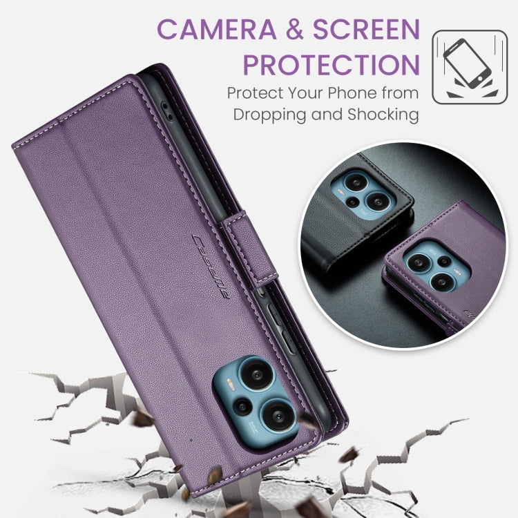 For Xiaomi Poco F5 5G/Redmi Note 12 Turbo 5G CaseMe 023 Butterfly Buckle Litchi Texture RFID Anti-theft Leather Phone Case(Pearly Purple) - Xiaomi Cases by CaseMe | Online Shopping UK | buy2fix