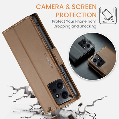 For Xiaomi Redmi Note 12 4G Global CaseMe 023 Butterfly Buckle Litchi Texture RFID Anti-theft Leather Phone Case(Brown) - Xiaomi Cases by CaseMe | Online Shopping UK | buy2fix