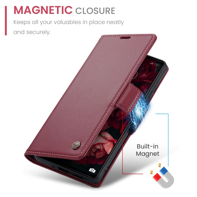 For Xiaomi Redmi 13C 4G / 13C 5G CaseMe 023 Butterfly Buckle Litchi Texture RFID Anti-theft Leather Phone Case(Wine Red) - Xiaomi Cases by CaseMe | Online Shopping UK | buy2fix