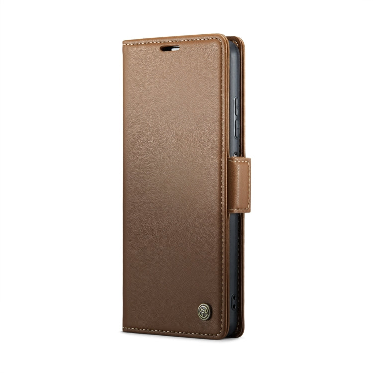 For Xiaomi Redmi Note 13 5G CaseMe 023 Butterfly Buckle Litchi Texture RFID Anti-theft Leather Phone Case(Brown) - Xiaomi Cases by CaseMe | Online Shopping UK | buy2fix