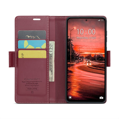 For Xiaomi Redmi Note 13 4G CaseMe 023 Butterfly Buckle Litchi Texture RFID Anti-theft Leather Phone Case(Wine Red) - Xiaomi Cases by CaseMe | Online Shopping UK | buy2fix