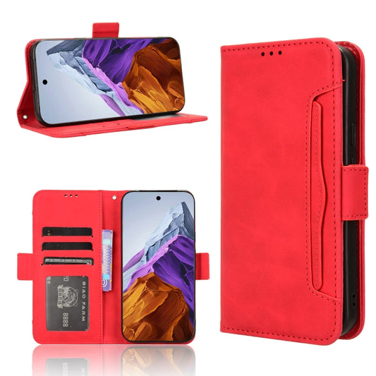 For Google Pixel 9 Pro Skin Feel Calf Texture Card Slots Leather Phone Case(Red) - Google Cases by buy2fix | Online Shopping UK | buy2fix