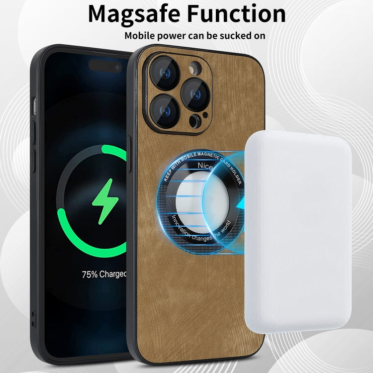 For iPhone 13 Skin Feel Leather MagSafe Magnetic Phone Case(Brown) - iPhone 13 Cases by buy2fix | Online Shopping UK | buy2fix