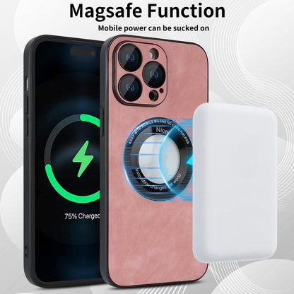 For iPhone 12 Pro Skin Feel Leather MagSafe Magnetic Phone Case(Pink) - iPhone 12 / 12 Pro Cases by buy2fix | Online Shopping UK | buy2fix