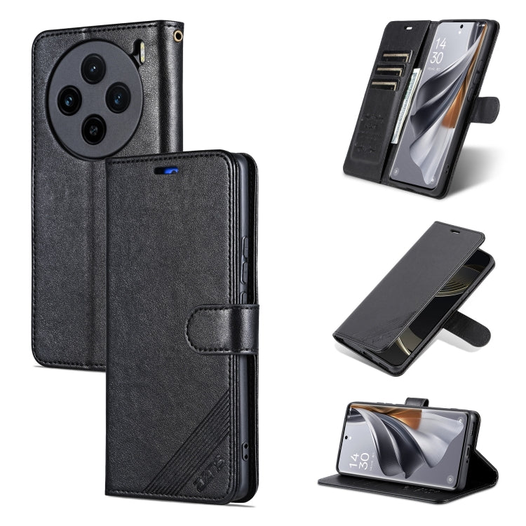 For vivo X100 5G AZNS Sheepskin Texture Flip Leather Phone Case(Black) - X100 Cases by AZNS | Online Shopping UK | buy2fix