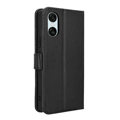 For Sony Xperia 10 VI 2024 Diamond Texture Leather Phone Case(Black) - Sony Cases by buy2fix | Online Shopping UK | buy2fix