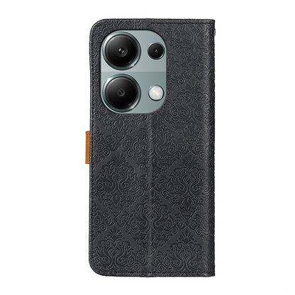 For Xiaomi Redmi Note 13 Pro 4G/Poco M6 Pro 4G European Floral Embossed Leather Phone Case(Black) - Note 13 Pro Cases by buy2fix | Online Shopping UK | buy2fix