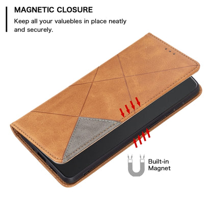 For Xiaomi Redmi Note 13 Pro+ 5G Rhombus Texture Magnetic Leather Phone Case(Yellow) - Xiaomi Cases by buy2fix | Online Shopping UK | buy2fix