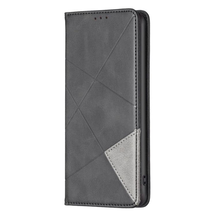 For Xiaomi Redmi Note 13 Rhombus Texture Magnetic Leather Phone Case(Black) - Xiaomi Cases by buy2fix | Online Shopping UK | buy2fix