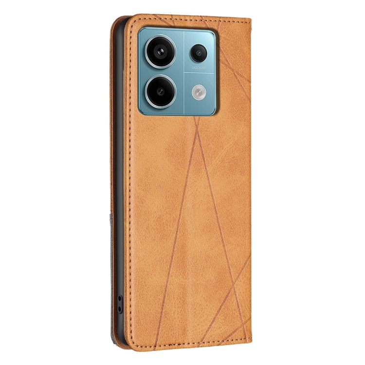 For Xiaomi Redmi Note 13 Pro 4G Global Rhombus Texture Magnetic Leather Phone Case(Yellow) - Note 13 Pro Cases by buy2fix | Online Shopping UK | buy2fix