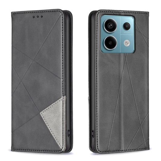 For Xiaomi Redmi Note 13 Pro 4G Global Rhombus Texture Magnetic Leather Phone Case(Black) - Note 13 Pro Cases by buy2fix | Online Shopping UK | buy2fix