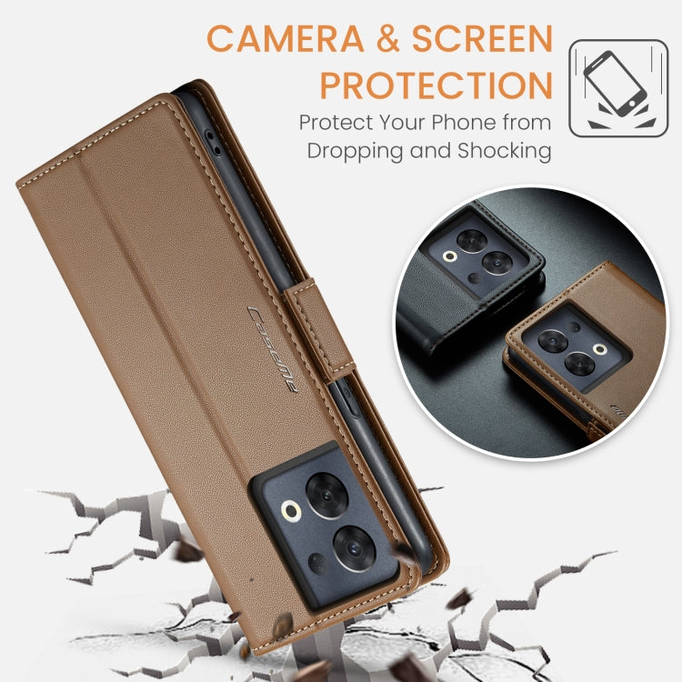 For OPPO Reno8 Pro 5G Global CaseMe 023 Butterfly Buckle Litchi Texture RFID Anti-theft Leather Phone Case(Brown) - OPPO Cases by CaseMe | Online Shopping UK | buy2fix