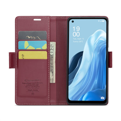 For OPPO Reno7 4G Indonesia/F21 Pro 4G/Reno8 4G CaseMe 023 Butterfly Buckle Litchi Texture RFID Anti-theft Leather Phone Case(Wine Red) - OPPO Cases by CaseMe | Online Shopping UK | buy2fix