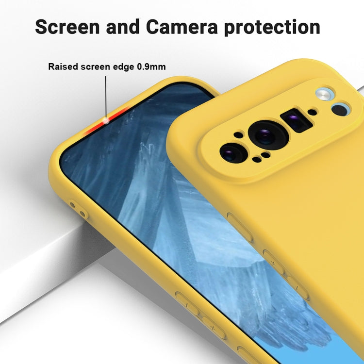 For Google Pixel 9 Pro XL Pure Color Liquid Silicone Shockproof Phone Case(Yellow) - Google Cases by buy2fix | Online Shopping UK | buy2fix