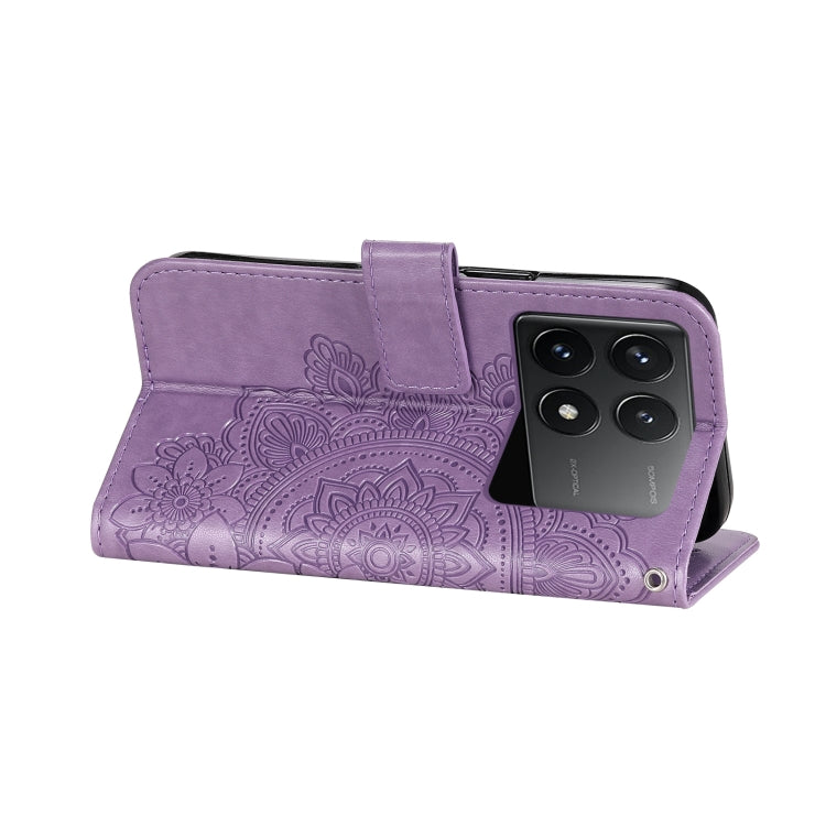 For Xiaomi Redmi K70 / K70 Pro 7-petal Flowers Embossing Leather Phone Case(Light Purple) - K70 Pro Cases by buy2fix | Online Shopping UK | buy2fix