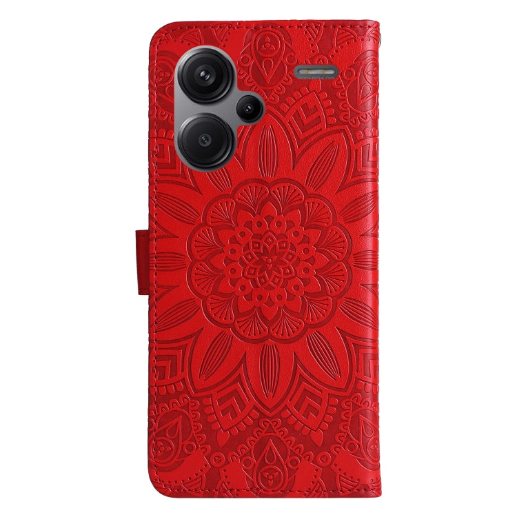 For Xiaomi Redmi Note13 Pro+ 5G Global Embossed Sunflower Leather Phone Case(Red) - Note 13 Pro+ Cases by buy2fix | Online Shopping UK | buy2fix