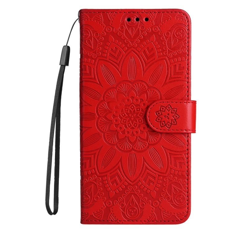 For Xiaomi Redmi A3 Embossed Sunflower Leather Phone Case(Red) - Xiaomi Cases by buy2fix | Online Shopping UK | buy2fix