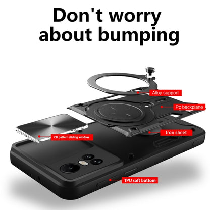 For OPPO Reno10 5G Global CD Texture Sliding Camshield Magnetic Holder Phone Case(Blue) - OPPO Cases by buy2fix | Online Shopping UK | buy2fix