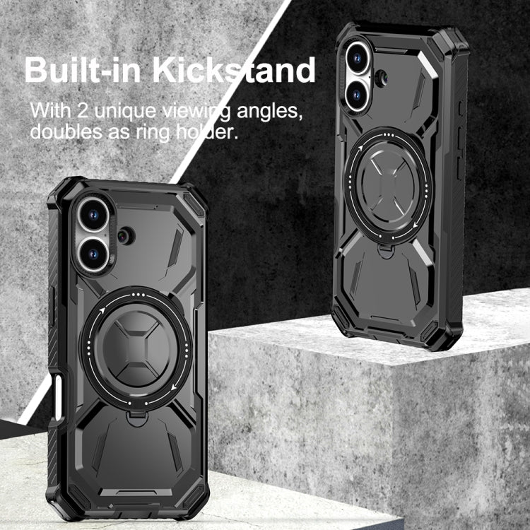 For iPhone 16 Armor Series Holder Phone Case(Black) - iPhone 16 Cases by buy2fix | Online Shopping UK | buy2fix