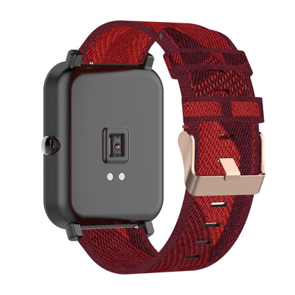 For Amazfit Bip Lite Version 1S / Bip S 20mm Nylon Denim Canvas Replacement Strap Watchband(Red Stripe) - Watch Bands by buy2fix | Online Shopping UK | buy2fix