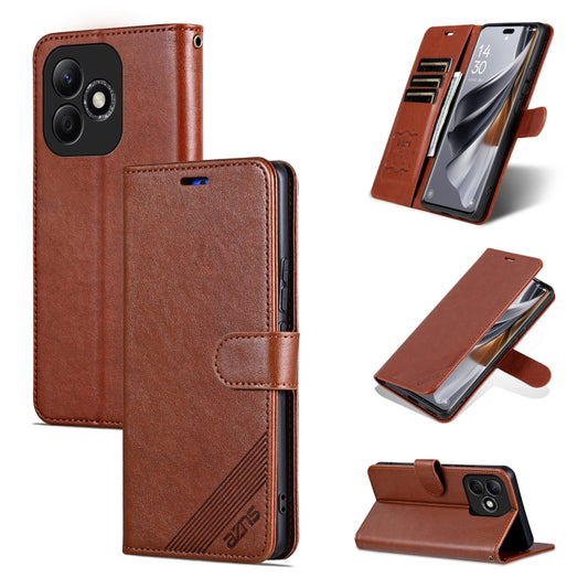 For Honor X60i AZNS Sheepskin Texture Flip Leather Phone Case(Brown) - Honor Cases by AZNS | Online Shopping UK | buy2fix