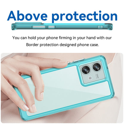 For Motorola Edge 40 Neo Colorful Series Acrylic Hybrid TPU Phone Case(Transparent Blue) - Motorola Cases by buy2fix | Online Shopping UK | buy2fix