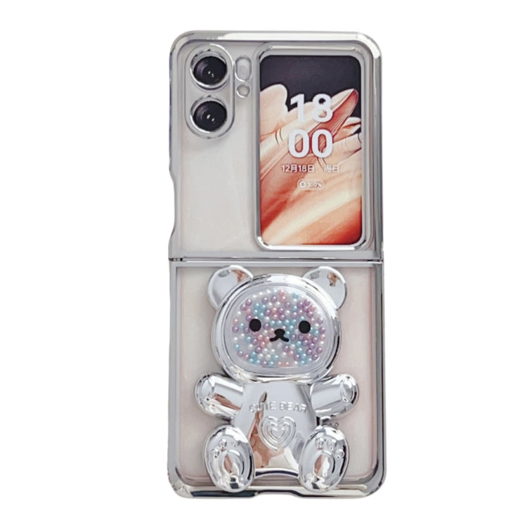 For OPPO Find N2 Flip Electroplating TPU Shockproof Protective Phone Case with Holder(Silver) - Find N2 Flip Cases by buy2fix | Online Shopping UK | buy2fix
