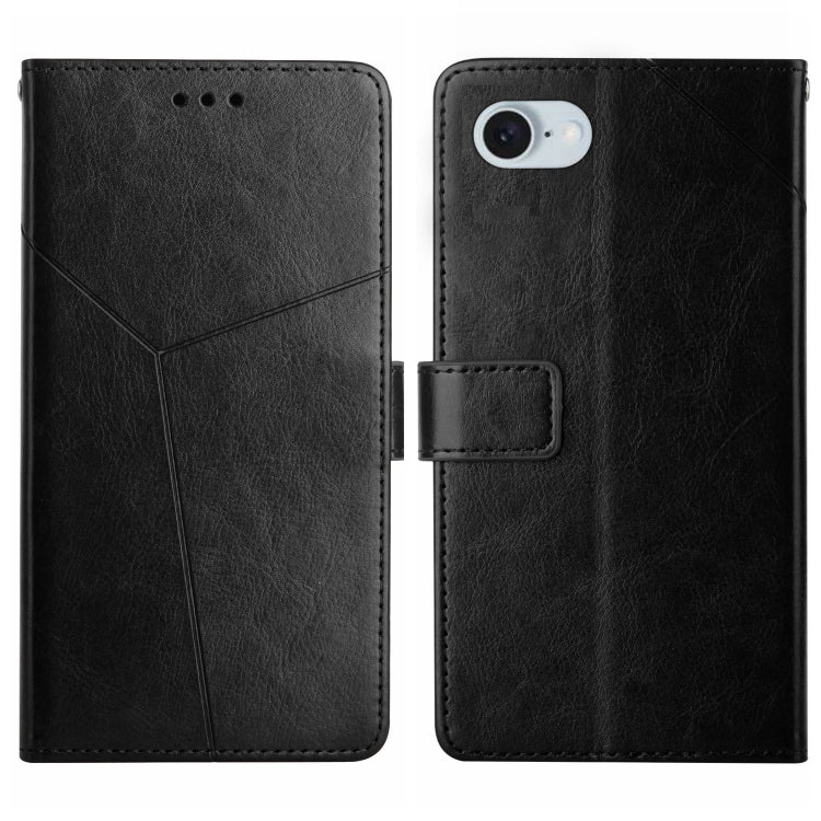 For iPhone SE 2024 HT01 Y-shaped Pattern Flip Leather Phone Case(Black) - More iPhone Cases by buy2fix | Online Shopping UK | buy2fix