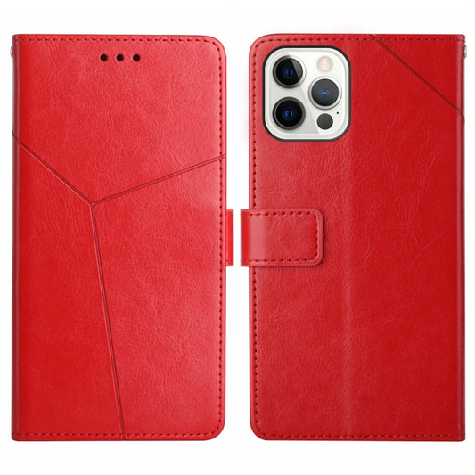 For iPhone 16 Pro HT01 Y-shaped Pattern Flip Leather Phone Case(Red) - iPhone 16 Pro Cases by buy2fix | Online Shopping UK | buy2fix