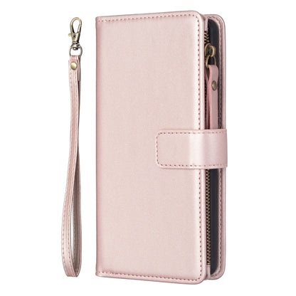 For Xiaomi Redmi Note 12 Pro 9 Card Slots Zipper Wallet Leather Flip Phone Case(Rose Gold) - Xiaomi Cases by buy2fix | Online Shopping UK | buy2fix