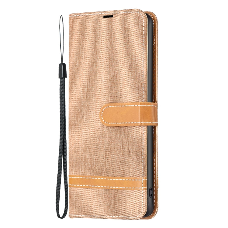 For Xiaomi Redmi Note 13 Pro 4G Global Color Block Denim Texture Leather Phone Case(Brown) - Note 13 Pro Cases by buy2fix | Online Shopping UK | buy2fix