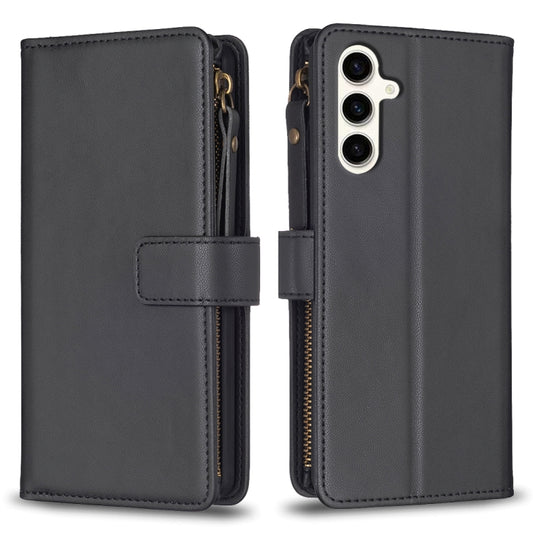 For Samsung Galaxy S23 FE 5G 9 Card Slots Zipper Wallet Leather Flip Phone Case(Black) - Galaxy S23 FE 5G Cases by buy2fix | Online Shopping UK | buy2fix