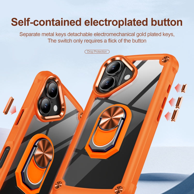 For iPhone 16 TPU + PC Lens Protection Phone Case with Ring Holder(Orange) - iPhone 16 Cases by buy2fix | Online Shopping UK | buy2fix