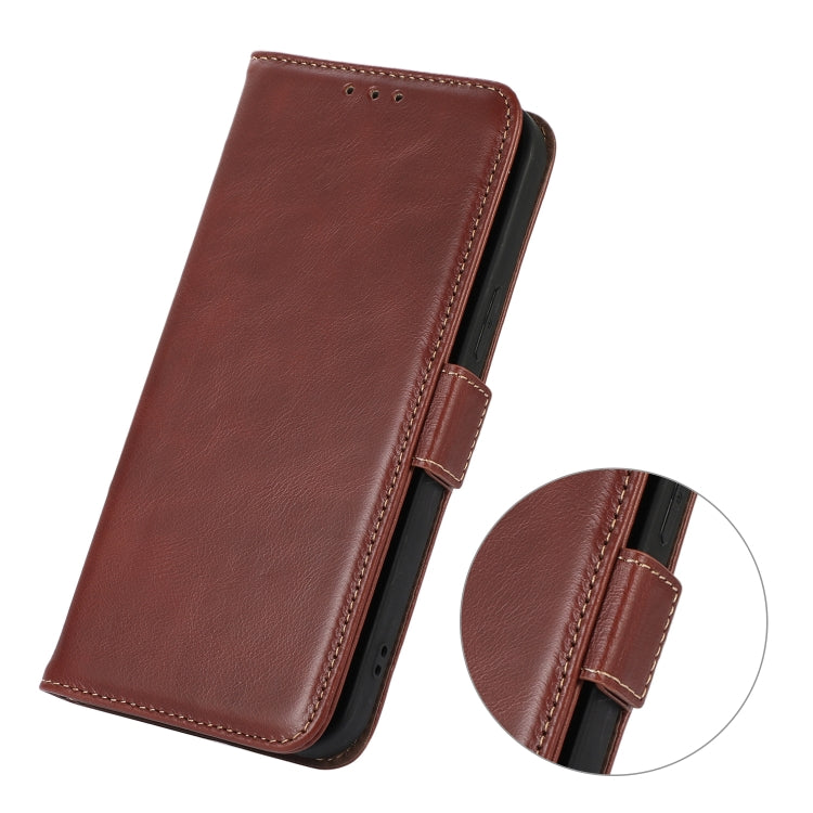 For iPhone 16 Crazy Horse Top Layer Cowhide Leather Phone Case(Brown) - iPhone 16 Cases by buy2fix | Online Shopping UK | buy2fix