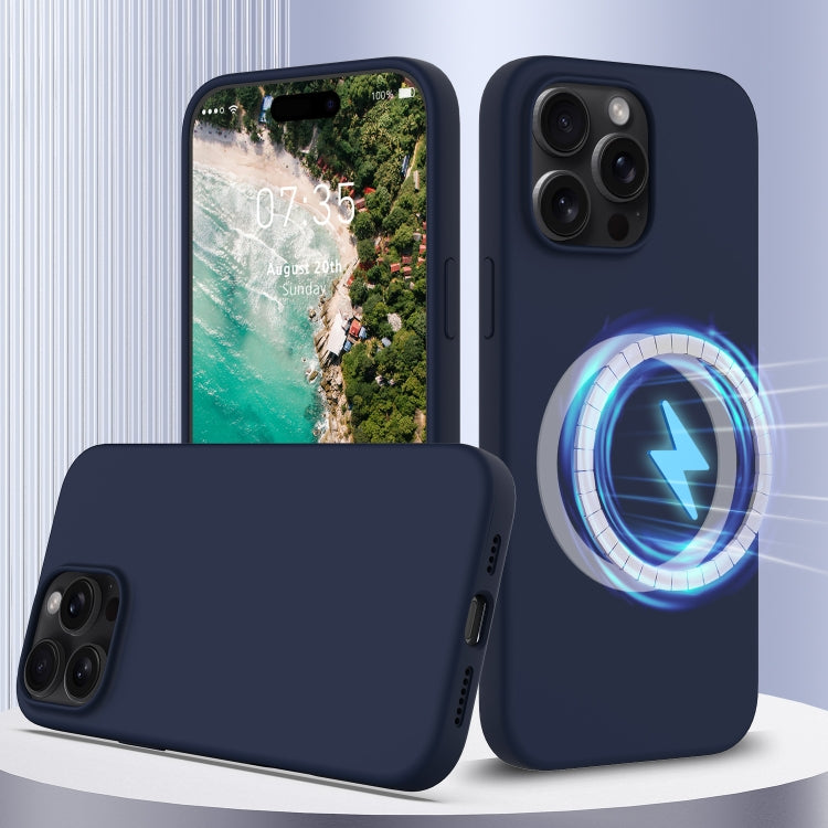 For iPhone 16 Pro Shockproof Silicone Magsafe Phone Case(Navy Blue) - iPhone 16 Pro Cases by buy2fix | Online Shopping UK | buy2fix