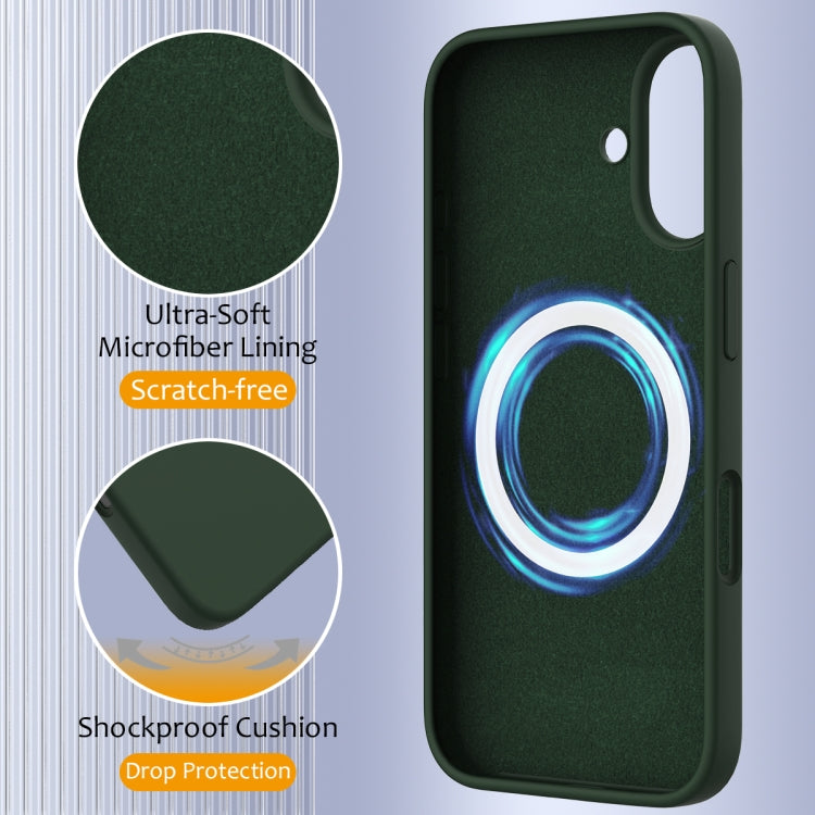 For iPhone 16 Shockproof Silicone Magsafe Phone Case(Dark Green) - iPhone 16 Cases by buy2fix | Online Shopping UK | buy2fix