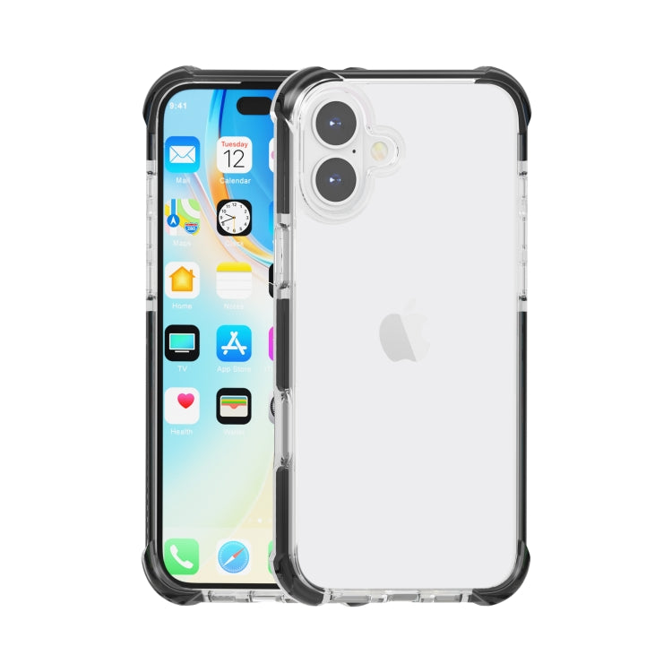 For iPhone 16 Plus Four-corner Shockproof TPU + Acrylic Phone Case(Black + Transparent) - iPhone 16 Plus Cases by buy2fix | Online Shopping UK | buy2fix