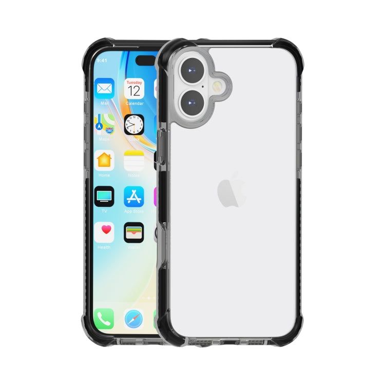 For iPhone 16 Four-corner Shockproof TPU + Acrylic Phone Case(Black) - iPhone 16 Cases by buy2fix | Online Shopping UK | buy2fix