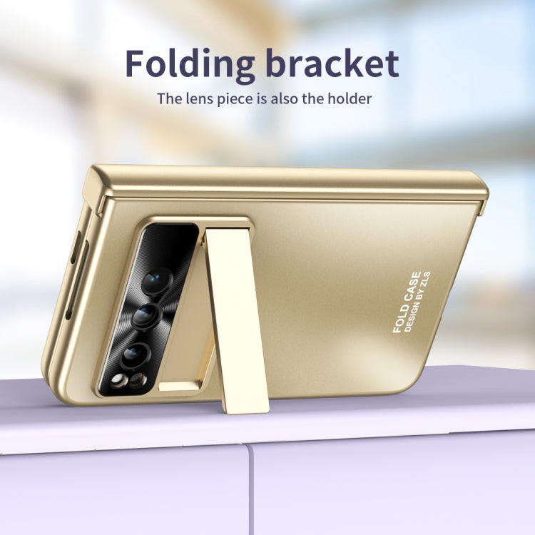 For Google Pixel Fold Integrated Electroplating Folding All-inclusive Phone Case with Pen Slot & Hinge(Gold) - Google Cases by buy2fix | Online Shopping UK | buy2fix