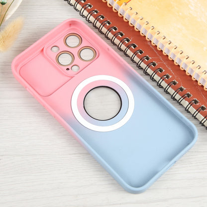 For iPhone 13 Gradient Silicone Shockproof Magsafe Phone Case with Lens Film(Pink Blue) - iPhone 13 Cases by buy2fix | Online Shopping UK | buy2fix