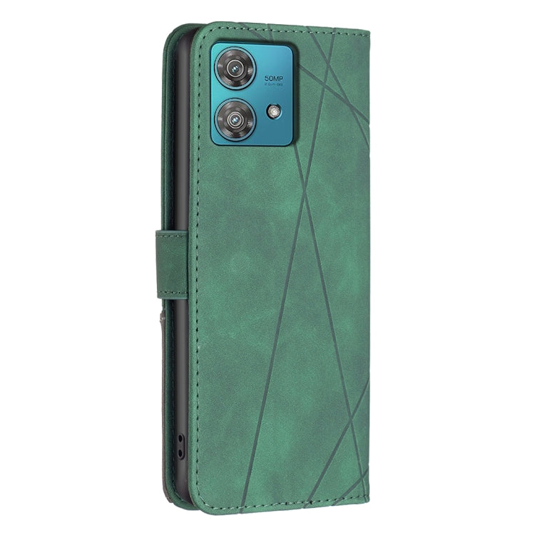 For Motorola Edge 40 Neo Magnetic Buckle Rhombus Texture Leather Phone Case(Green) - Motorola Cases by buy2fix | Online Shopping UK | buy2fix