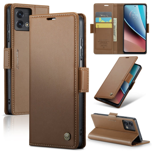 For Motorola Moto G Stylus 5G 2023 CaseMe 023 Butterfly Buckle Litchi Texture RFID Anti-theft Leather Phone Case(Brown) - Motorola Cases by CaseMe | Online Shopping UK | buy2fix