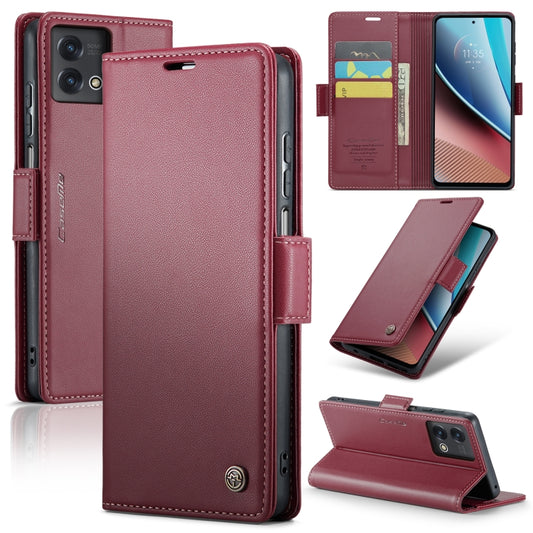 For Motorola Moto G Stylus 5G 2023 CaseMe 023 Butterfly Buckle Litchi Texture RFID Anti-theft Leather Phone Case(Wine Red) - Motorola Cases by CaseMe | Online Shopping UK | buy2fix