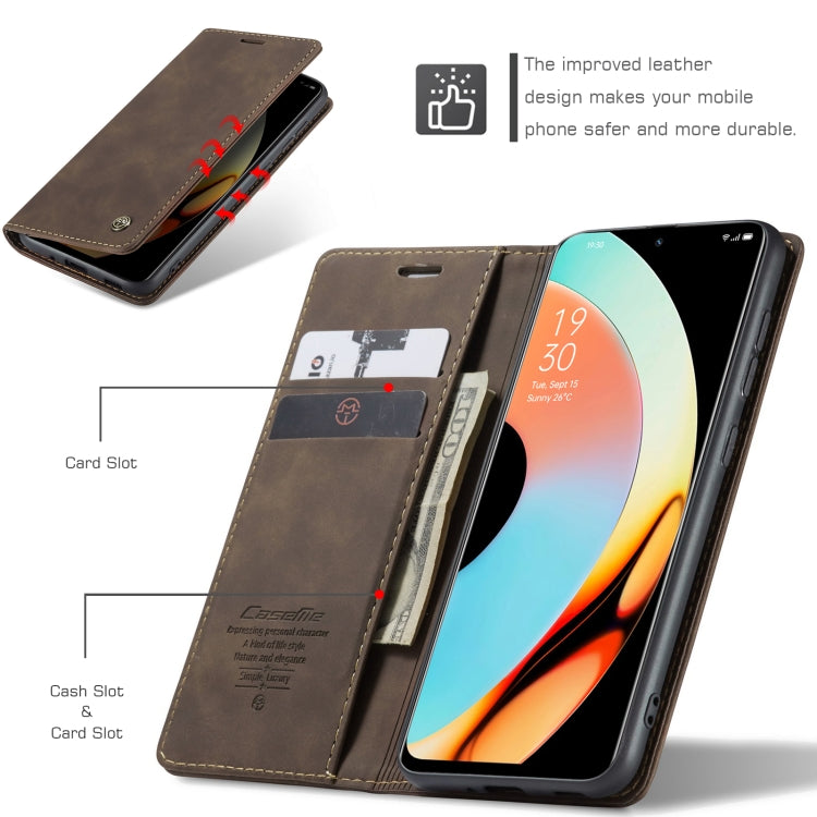 For Realme 10 Pro+ CaseMe 013 Multifunctional Horizontal Flip Leather Phone Case(Coffee) - Realme Cases by CaseMe | Online Shopping UK | buy2fix